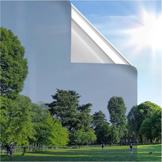 【Silver】Glass Window Privacy Film One Way Daytime Mirror Reflective