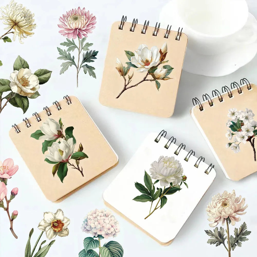 50PCS Creative Retro Long Branch Flower Stickers Phone Case Decoration