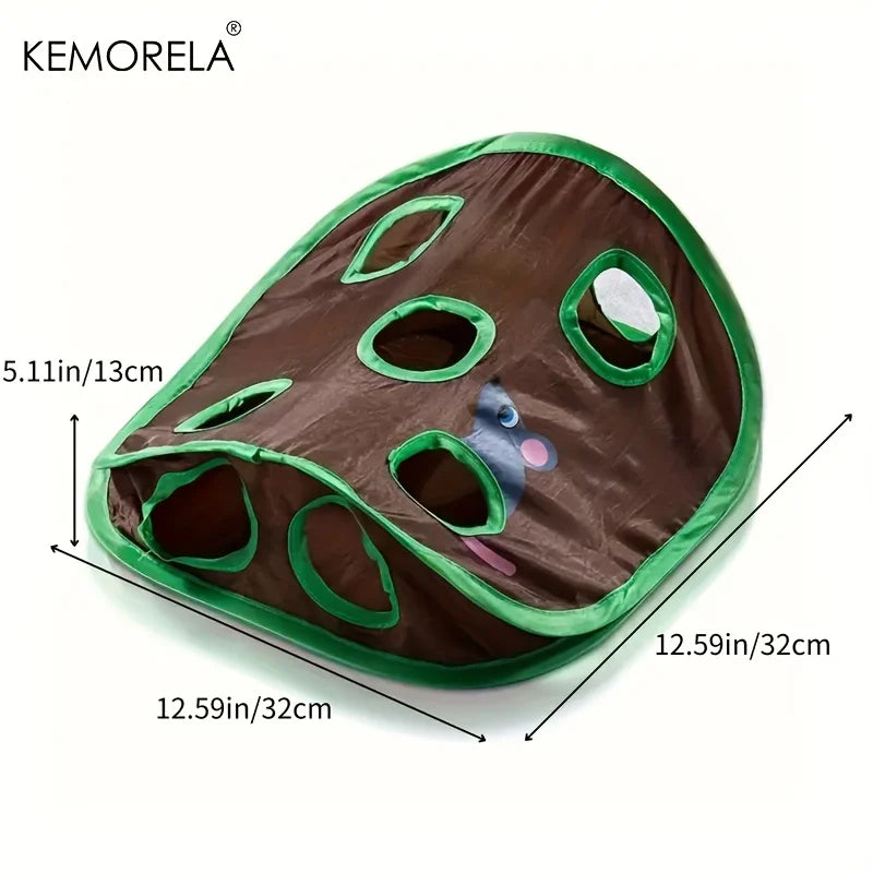 KEMORELA Cute Pet Cat Interactive Hide Seek Game 9 Holes Tunnel Mouse