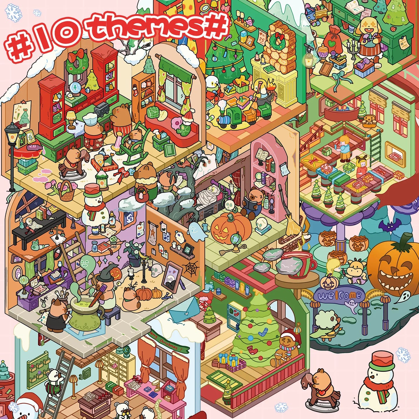 Kawaii Christmas Carnival 3D  Christmas&Halloween  Landscape Sticker