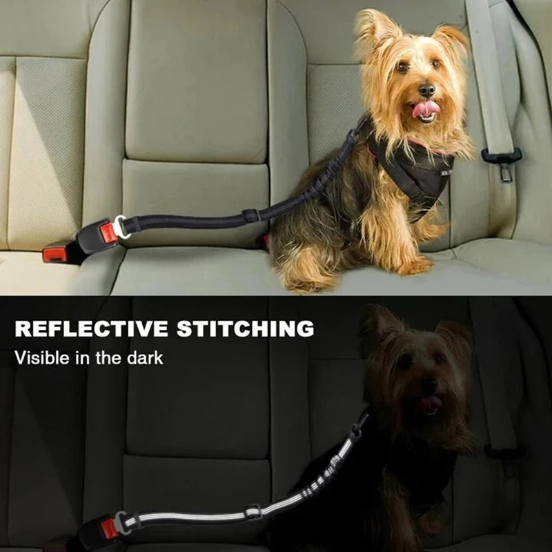 Pet Dog Seat Belt Adjustable Harnesses Lead Restraint Nylon Elastic