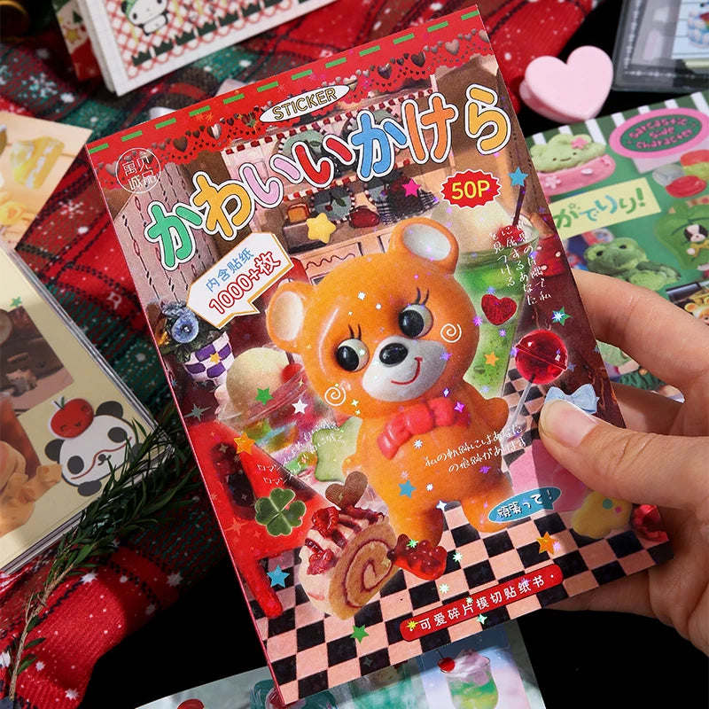 50 Sheets PET Die cut Stickers book Retro Cartoon Decorative handmade