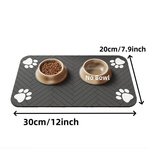 Pet Feeding Mat-Absorbent Pet Placemat Rubber Backing Quick Dry Water