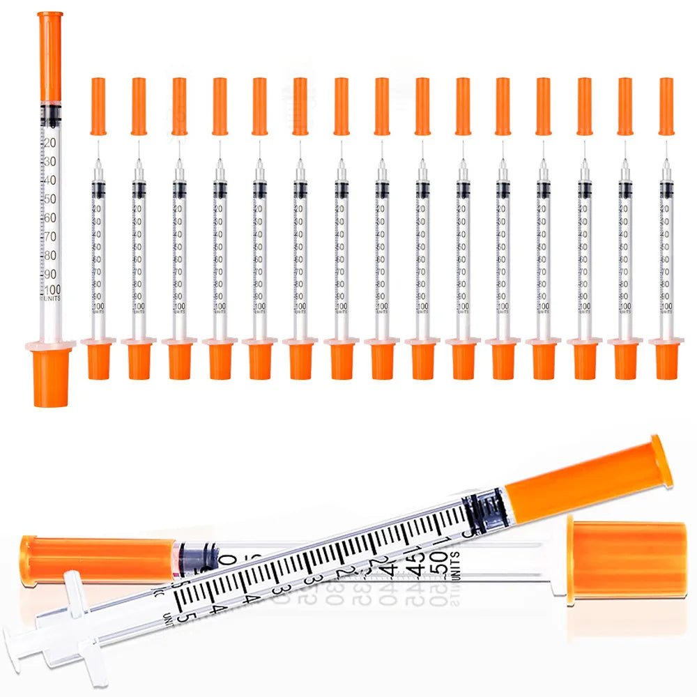 30Pcs 0.5Ml/1Ml Disposable Plastic Veterinary Syringes with Needles,