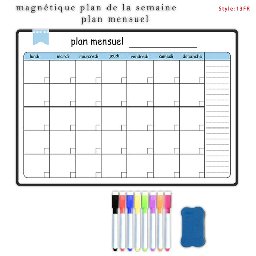 A3 Size Magnetic Weekly &monthly Planner：Spanish, French, English.Dry