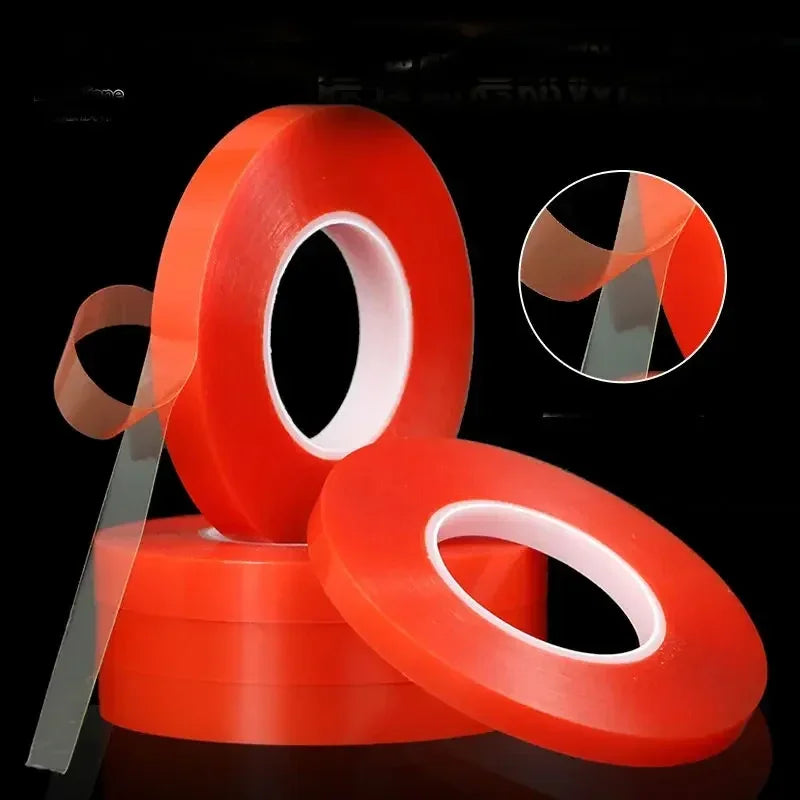 0.2MM 1/2/3/5/10mm 50M Strong Acrylic Adhesive PET Red Film Clear