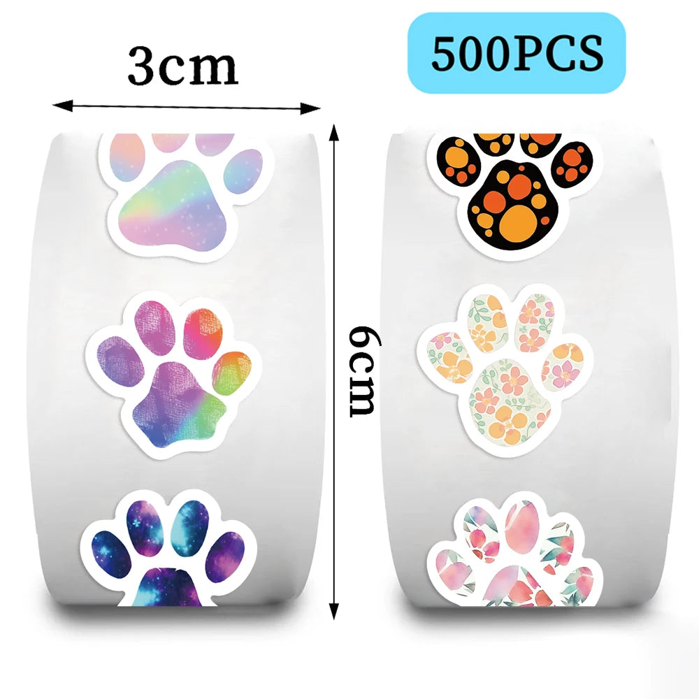 500PCS Puppy Pet Dog Paw Stickers Adorable Puppy Dog Paw Print