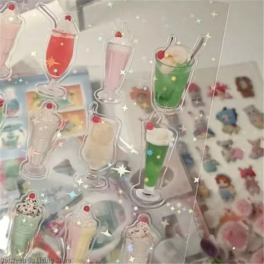 100 Sheets Non-repetitive Y2K Random Cute Glitter Sticker for Kawaii