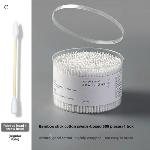 500PCS Disposable Cotton Swab Box With Double End Round Head For