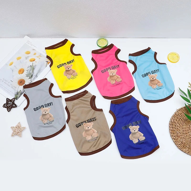 Cartoon Bear Dog Clothes Cute Cotton Dog Costume Pet T-shirt Cats Vest
