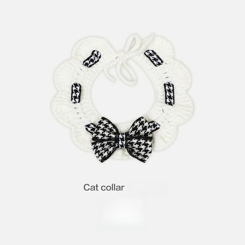 Red and Black Checkered Houndstooth Pet Collar Bib Water Towel Knitted