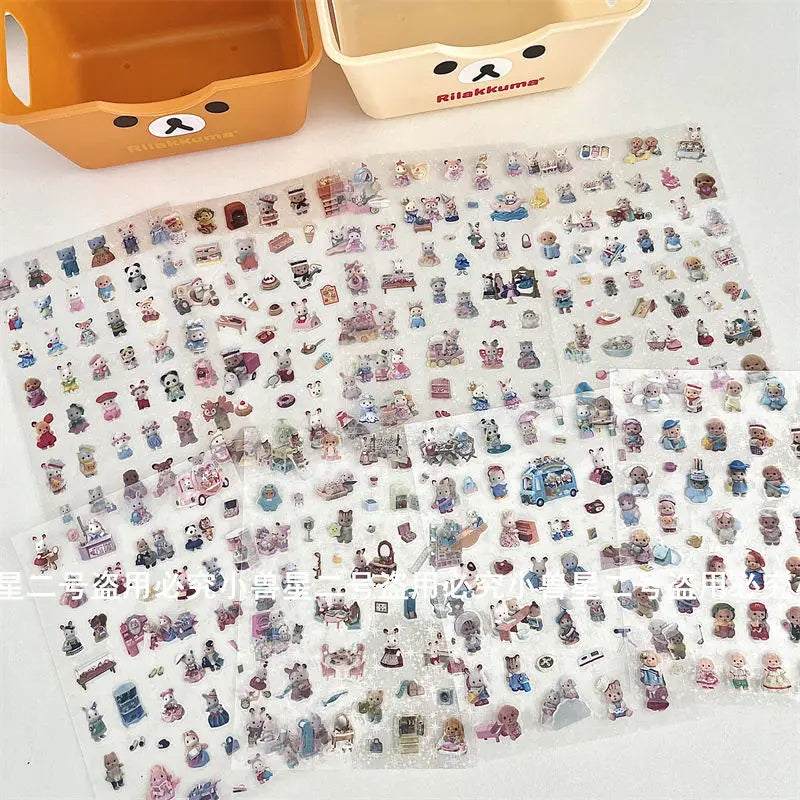 Sylvanian Families Stickers with Beautiful  Photo Cut Film PET