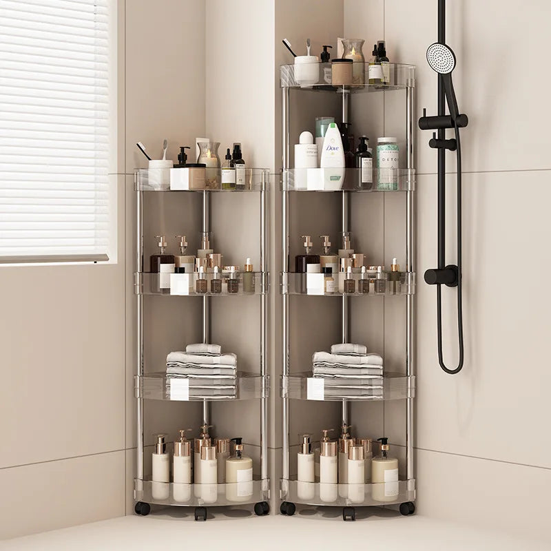 Fashion Rack Multi-Layer Transparent Bathroom Shelf Washbasin Storage