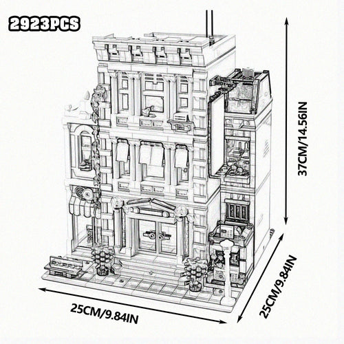 Creative Expert Bricks Bank Cafe Corner MOC Street View City Model
