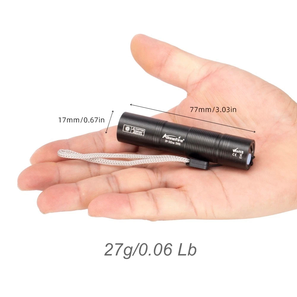 365nm UV Flashlight USB Rechargeable Mini Palm Ultraviolet Nail lamp