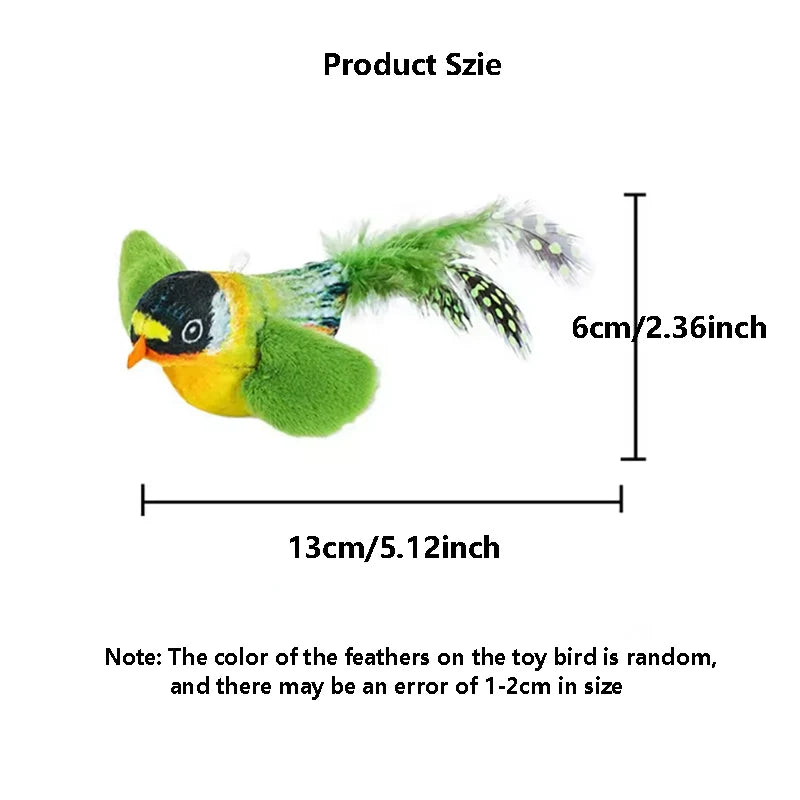 The pet cat toy emulates the sound bird to amuse the cat elastic rope