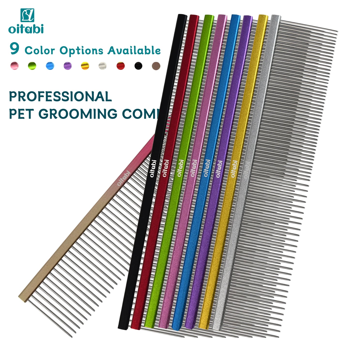 Oitabi Pet Comb Stainless Steel Long Teeth Comb for Dogs & Cats Pet