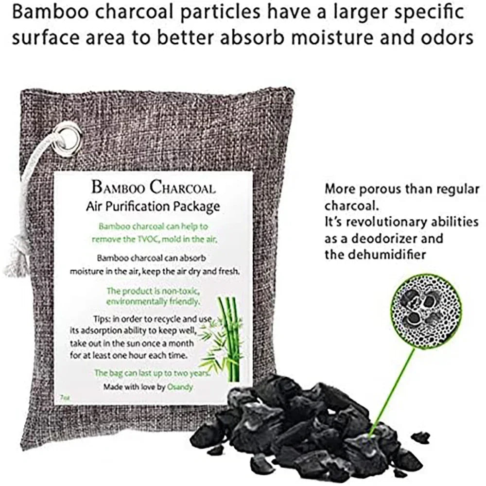 1PC Bamboo Charcoal Air Purifying Bag, 200g Natural Air Freshener Bags