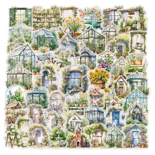 50PCS Flower Field Cottage Cartoon Stickers DIY Scrapbooking Guitar