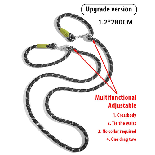 CAWAYI KENNEL Reflective Nylon Leashes Pet Dogs Chain Traction Rope