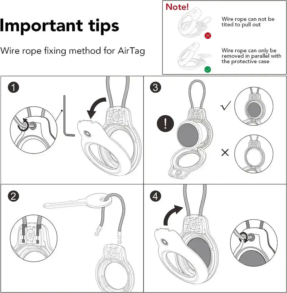 Compatible with Apple AirTag Secure Holder with Wire Cable Air Tag