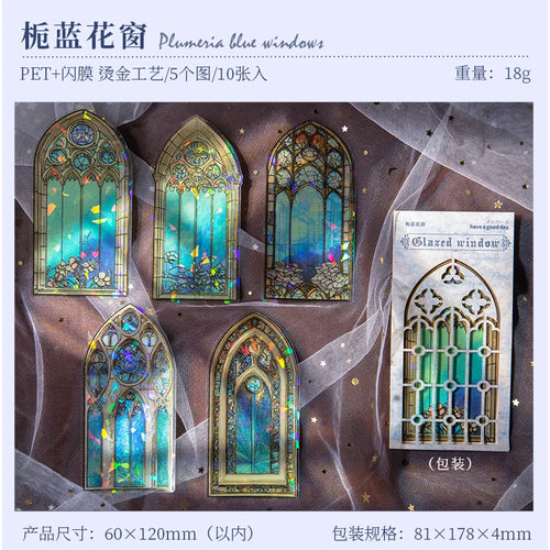 JIANQI 10pcs/pack Flowers Window Stickers Gold Foil Decor Junk Journal