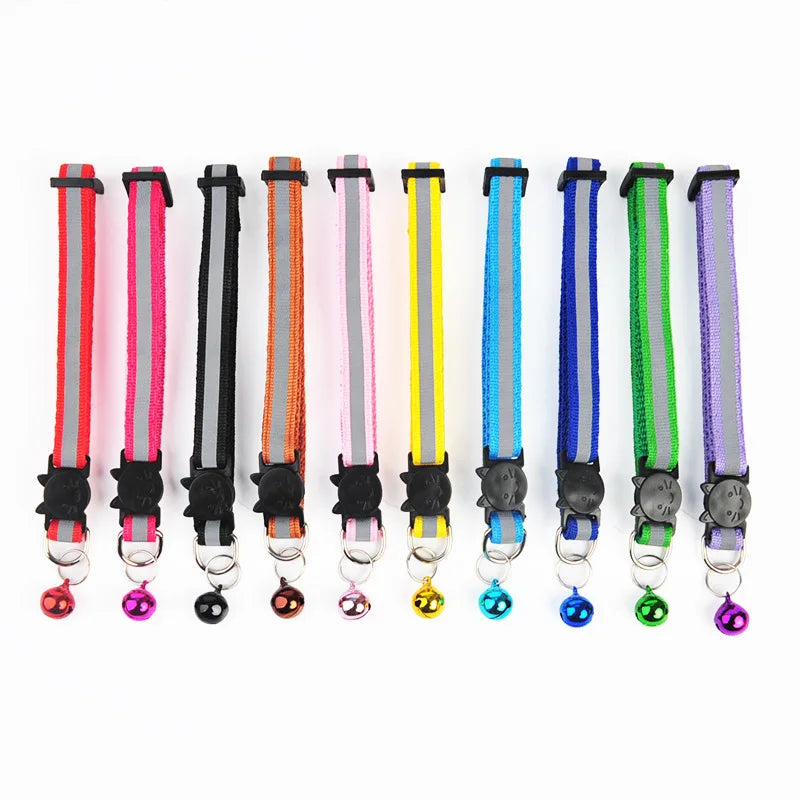 Adjustable Reflective Breakaway Cat Collar with Bell Safety Elastic