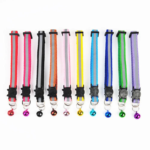 Adjustable Reflective Breakaway Cat Collar with Bell Safety Elastic