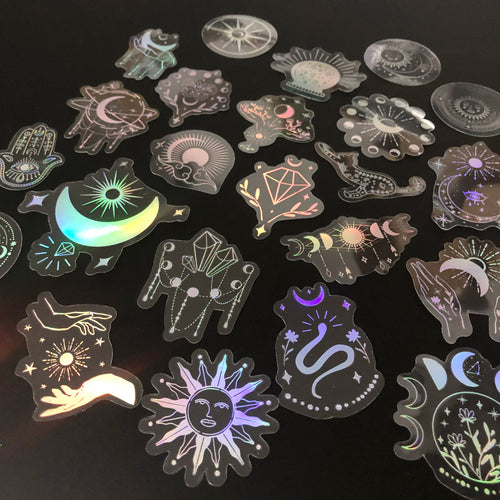 100 pcs Laser Silver Stickers Waterproof Transparent PET Adhesive