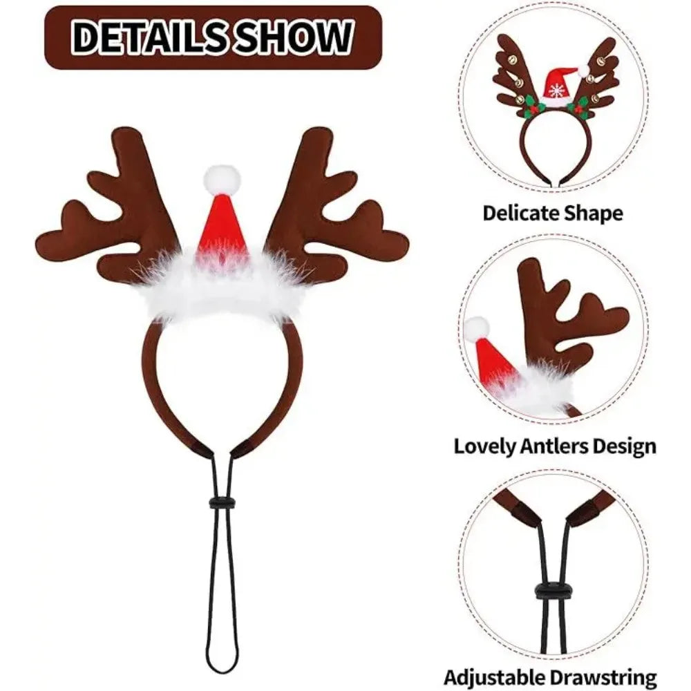 Christmas Decoration Pet Headwear Party Dress Up Antlers Hair Hoops