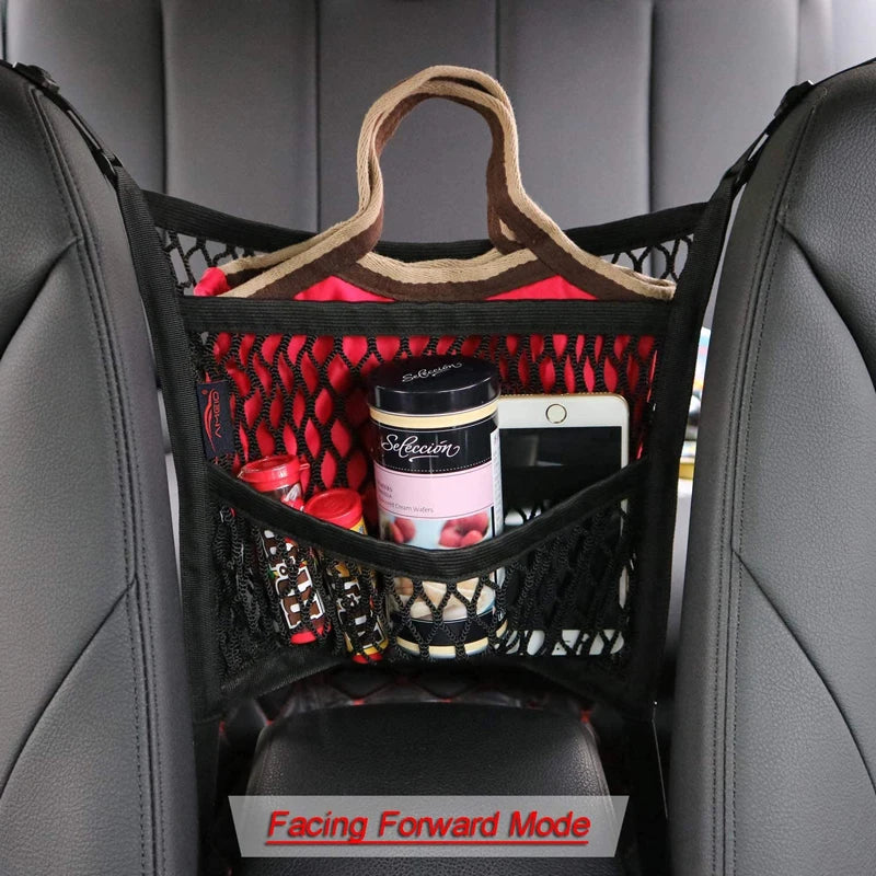 Car Storage Net Bag Between Seats Car Divider Pet Barrier Stretchable
