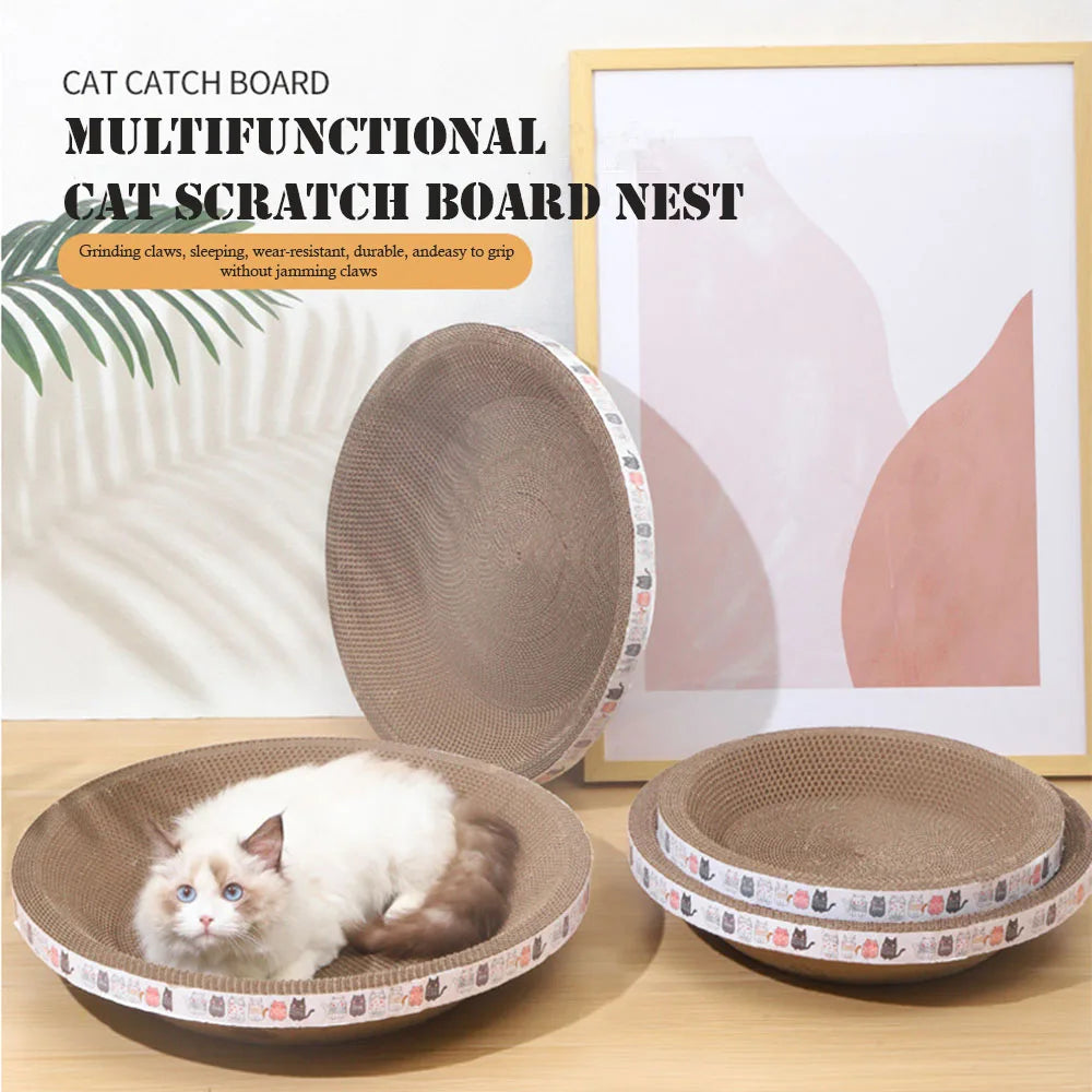 L Size Cat Toys Pet Bed Scratching Board Corrugated Cardboard Bowl Pad