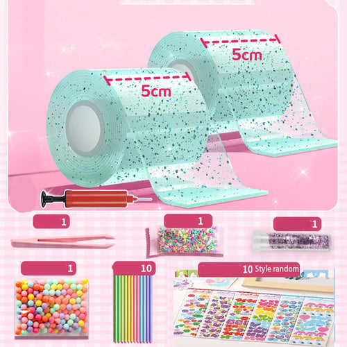 DIY Blow Bubble Nano Tape Full Set of PET Nano Glue Knead Music