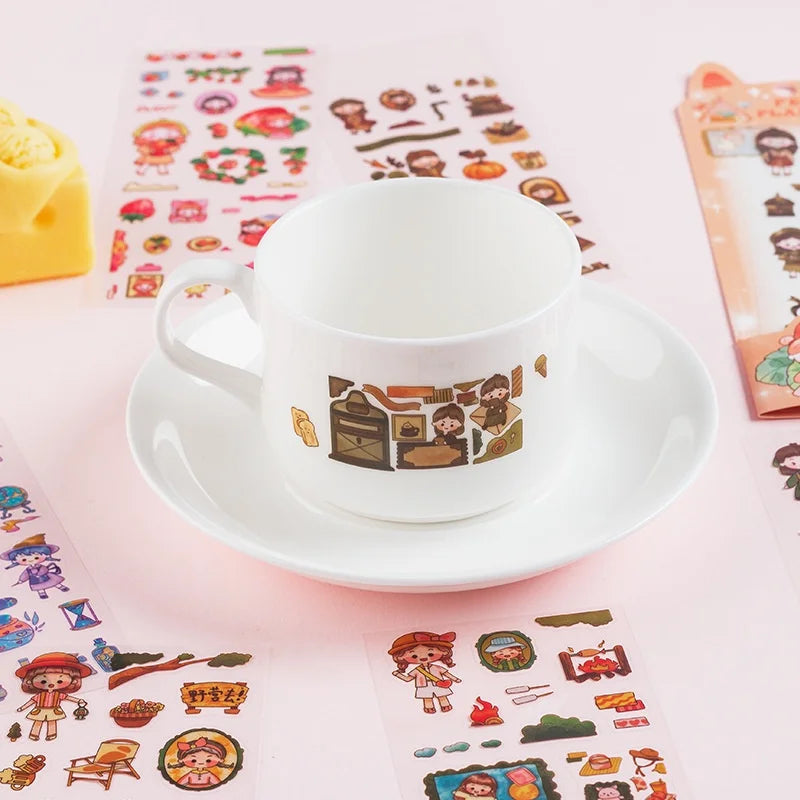 10Sheets Pet Planet Series Cartoon Transparent Waterproof PVC Ledger
