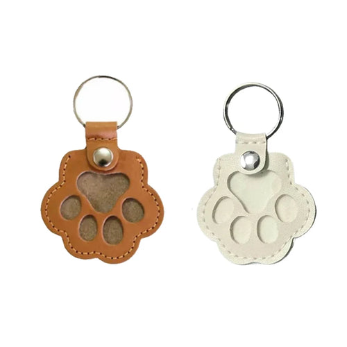 Pet Hair Memorial Keychain PU Leather Keepsake Locket for Cat Dog Fur