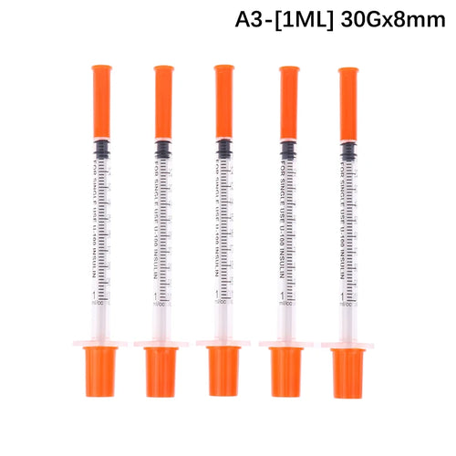 5Pcs 0.3/0.5/1ML Disposable Plastic Veterinary Syringe Orange Cap