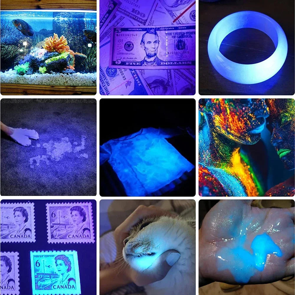 UV Light & Strong Light Flashlight USB Rechargeable Camping Lantern