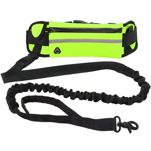 Dog Running Waist Leash Nylon Pet Leash with Waist Bag Retractable