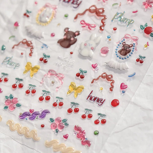 1pcs Jelly Nail Stickers Shiny French Ice Crystal Stars Love Self