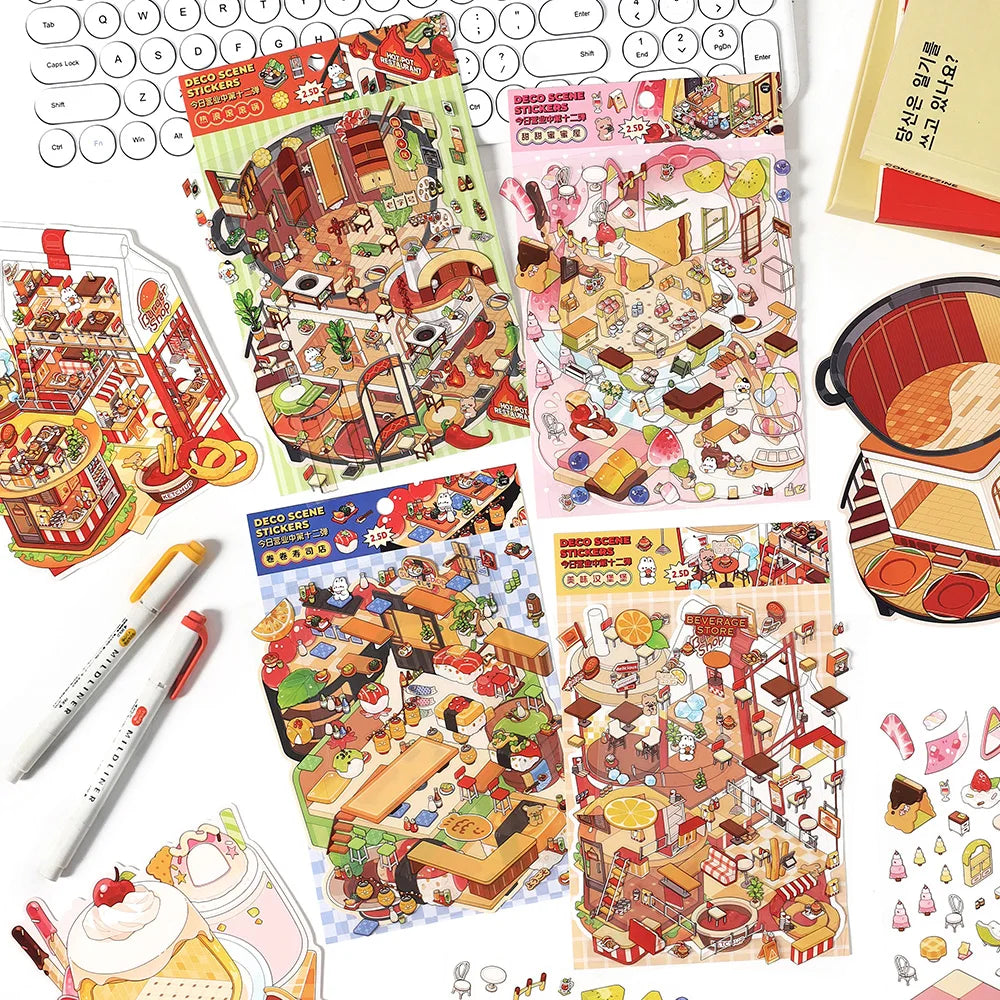 Dessert House 3D Visual Pocket House Scene Stickers Landscape Stickers
