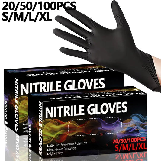 20/50/100PCS Disposable Black Nitrile Gloves  Disposable Nitrile