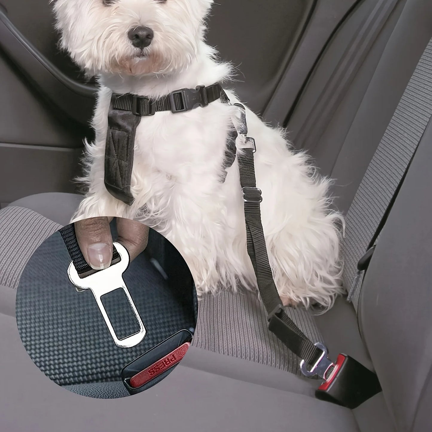 2/4 Pet Seat Belt Adapters - Car Metal Clips for Pet Leashes,