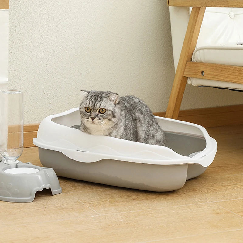 Semi-enclosed Litter Box Spatter-proof Cat Toilet Large Kitten