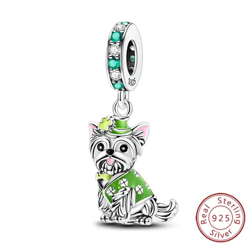 Charms 925 Sterling Silver Dog Cat Paw Print Love Pets Charms Beads