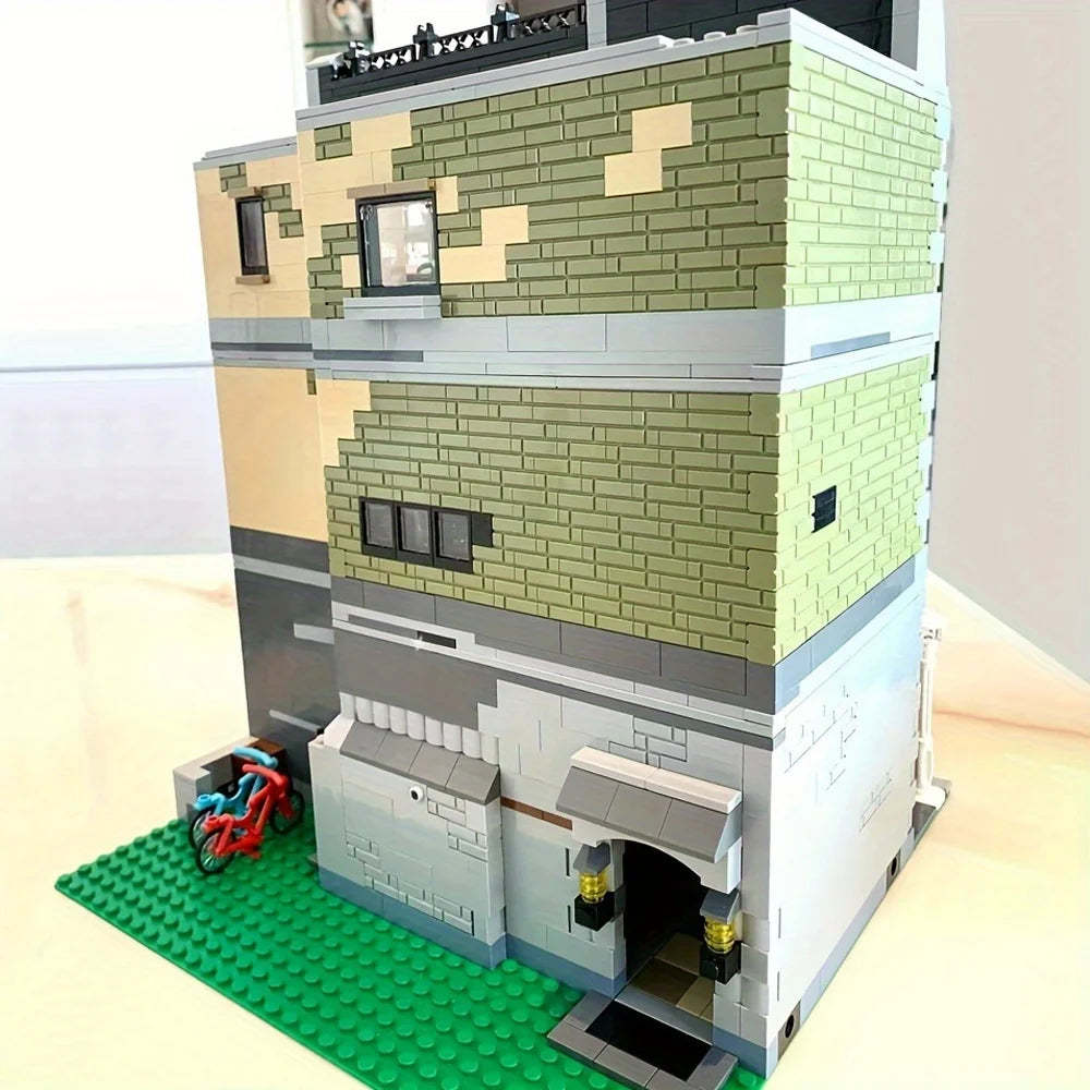 Creative Expert Bricks Bank Cafe Corner MOC Street View City Model