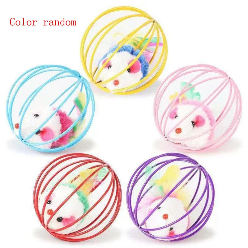 Hot cage rat happy cat toy plush simulation color mouse fun cat ball