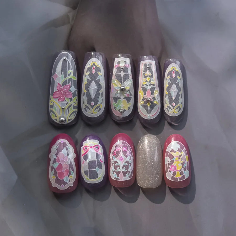 1piece 5D glass fragment nail sticker high quality stained glass