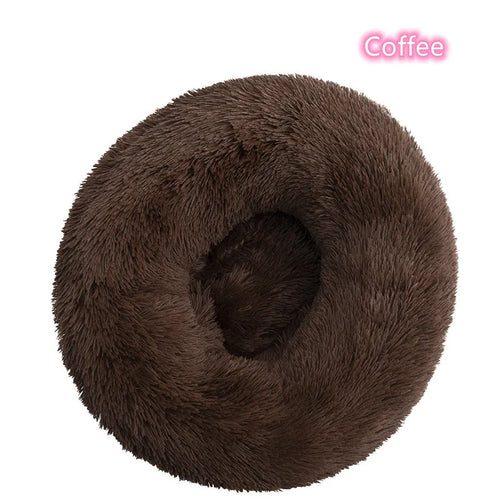 Super Soft Pet Cat Bed Plush Full Size Washable Calm Bed Donut Bed