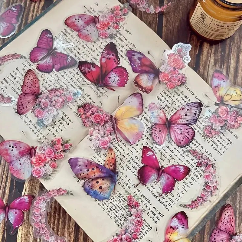 30 PCs Butterfly Flower Themed DIY Decorative Stickers Pack Decorative