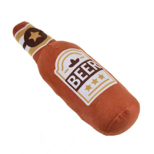 Plush Dog Toys Beer Bottle Shaped for Small & Large Dogs Bite